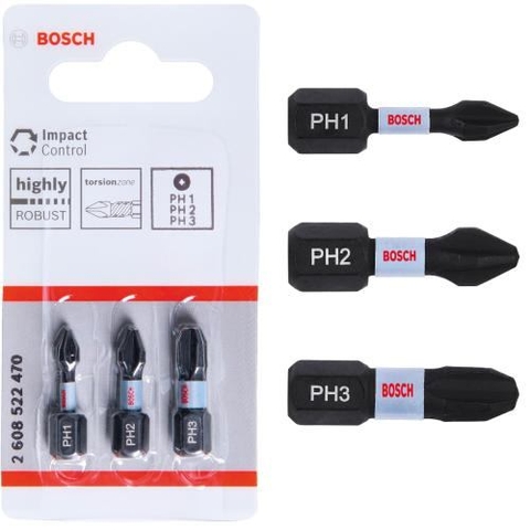 Bộ 3 Đầu Vặn Vít Impact Control 50mm (PH1, PH2, PH3) Bosch 2608522491