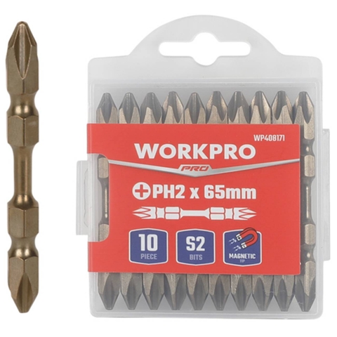 Bộ Đầu Vặn Vít 2 Đầu Bake 65mm X PH2 Lực Xoắn Cao 1 Bộ = 10 Cái Workpro WP408171