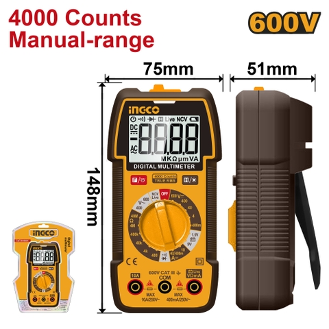 Đồng Hồ Vạn Năng Kỹ Thuật Số 600V-4000 Số Đếm INGCO DM36002
