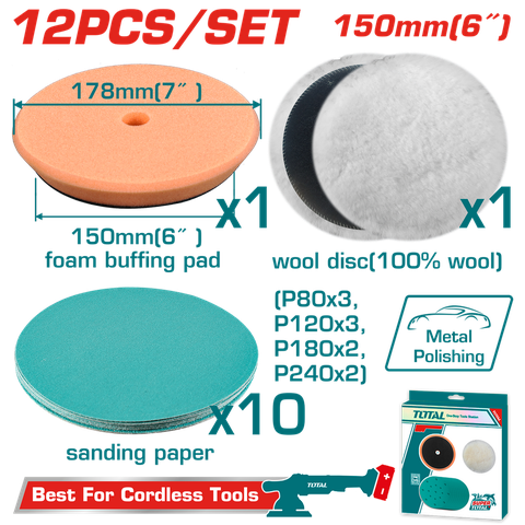 Bộ 12 đĩa mài bóng và đánh bóng 150mm Total TAC15012