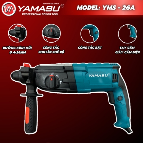 Máy Khoan Bê Tông - Đảo Chiều Ổ Than Yamasu YMS-26A