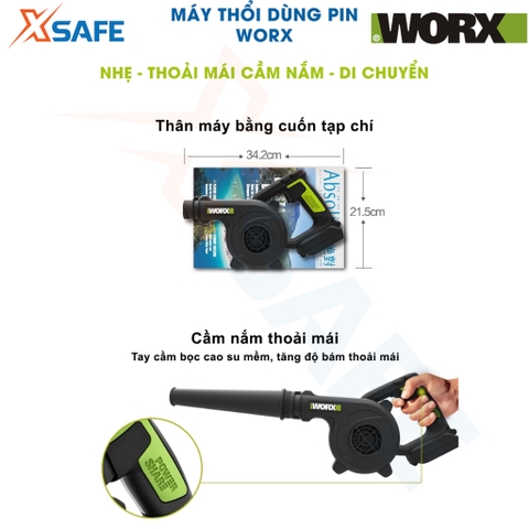 Máy thổi cầm tay WORX WU230.9 Máy thổi bụi dùng pin 20V