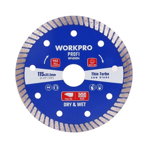 Lưỡi Cưa Đĩa Cắt Kim Cương Turbo Ultrathin Turbo Để Cắt Chuyên Nghiệp 105x20x10mm Workpro WP405052