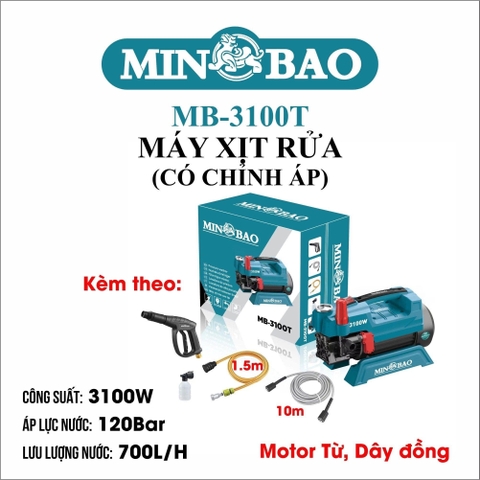 Máy xịt rửa chỉnh áp 3100W MINBAO MB-3100T