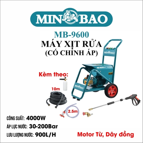 Máy xịt rửa chỉnh áp 4000W MINBAO MB-9600