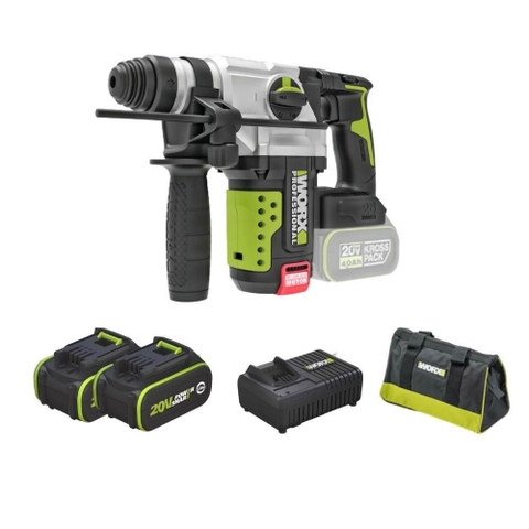 Máy khoan búa dùng pin 20V Worx WU389.4 (2 Pin 5Ah & Sạc)