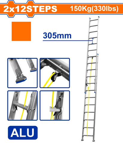 Thang Nhôm Trượt Kéo Dài 2x12 Bậc WADFOW WLD8H24