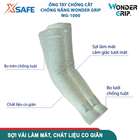 Ống tay chống cắt Wonder Grip WG-1000 dệt từ sợi làm mát của Toyobo size L