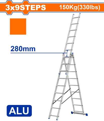 Thang Xếp Nhôm Kéo Dài 3 Đoạn 3x9 WADFOW WLD6H39