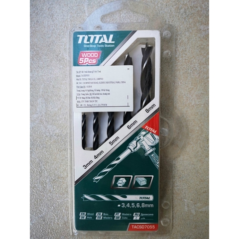 BỘ 5 MŨI KHOAN GỖ TOTAL 3-8MM