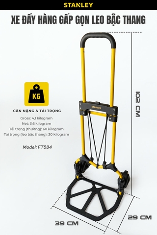 Xe đẩy hàng leo bậc thang 60kg/30kg Stanley FT584