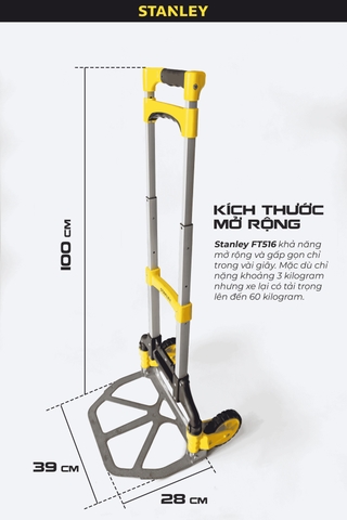 Xe đẩy hàng 2 bánh gấp gọn 60kg Stanley FT516