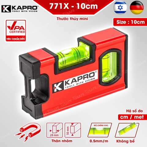 Thước Thủy Mini Kapro 771X-42M Kim Loại, 3 Ống Thủy, Dài 20Cm