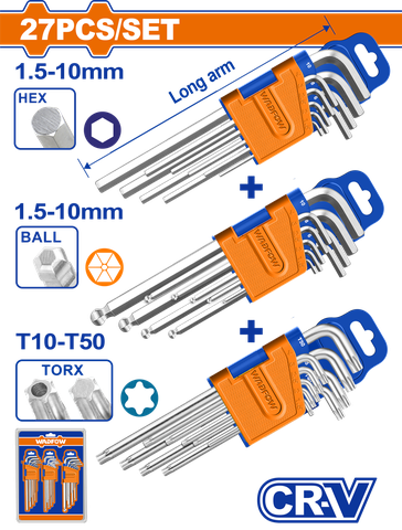 Bộ 27 chi tiết chìa lục giác WadFow WGP8A01