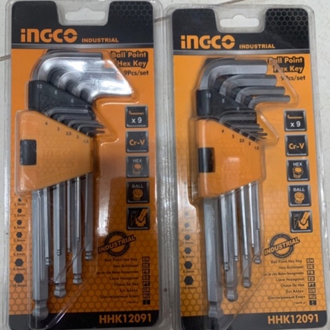 Bộ lục giác bi 9 chi tiết Ingco HHK12091 chính hãng