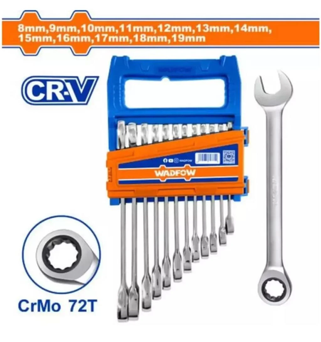 Bộ 12 Cờ Lê Miệng Vòng 2 Chiều WADFOW WSP4212
