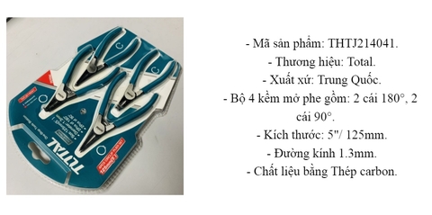 Bộ 4 kềm mở phe 125mm TOTAL THTJ214041