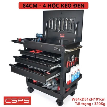 Tủ dụng cụ CSPS 84cm - 04 hộc kéo tay cầm trắng