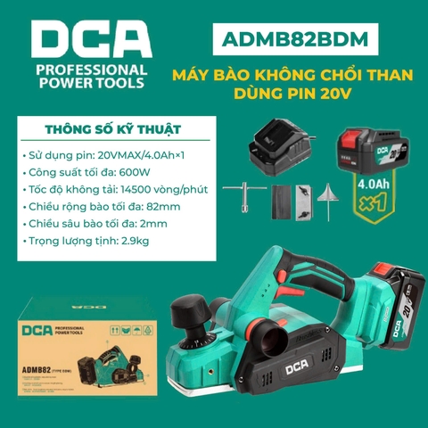 Máy bào không chổi than dùng pin 20V DCA ADMB82BDM