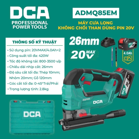 Máy cưa lọng không chổi than dùng pin 20V DCA ADMQ85EM