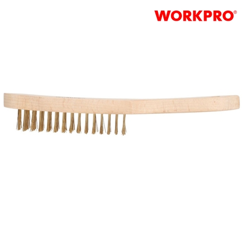 Bàn chải sắt bọc đồng tay cầm bằng gỗ, kích thước 4X15 Workpro - WP253004