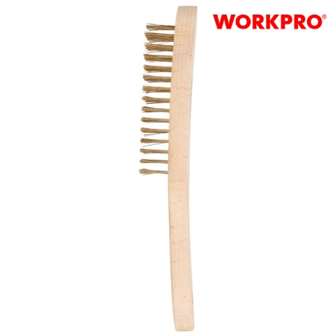 Bàn chải sắt bọc đồng tay cầm bằng gỗ, kích thước 4X15 Workpro - WP253004