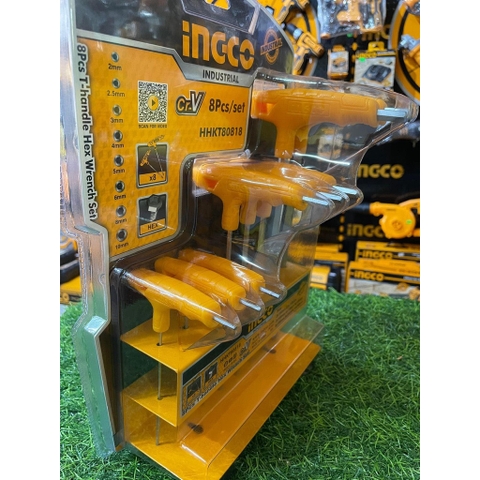 Bộ 8 Chìa Lục Giác Tay Cầm Chữ T Ingco HHKT80818 chính hãng