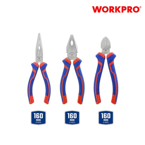 Bộ kìm 3 món gồm (điện, cắt, nhọn) 6 inch Workpro - WP201008