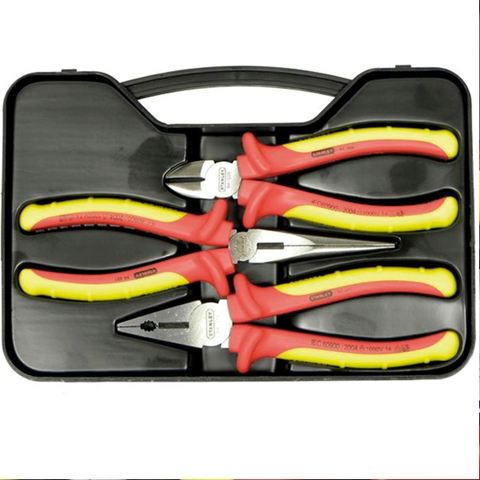 Bộ kìm 3 cây cao cấp cách điện 1000V bao gồm kìm điện 7in/180mm, kìm cắt 6in/160mm, kìm nhọn 8in/200mm STANLEY 84-011