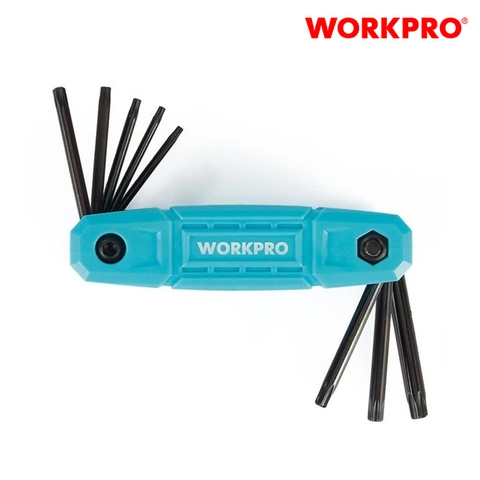 Bộ lục giác gấp gọn (1 bộ = 8 cái) làm bằng thép hợp kim CR-V, Workpro - WP222033