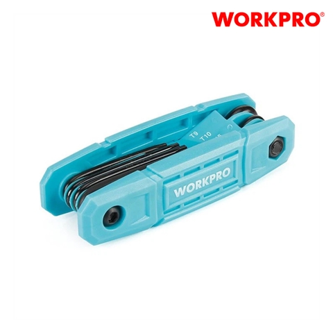 Bộ lục giác gấp gọn (1 bộ = 8 cái) làm bằng thép hợp kim CR-V, Workpro - WP222033
