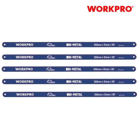 Bộ lưỡi cưa thẳng bằng kim loại 18TPI (1 set = 5 cái), kích thước 300mm (12 inches) Workpro - WP215032