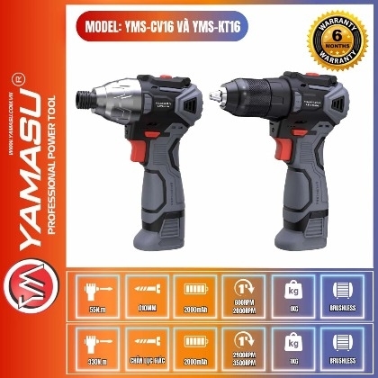 Combo Máy Khoan + Bắn Vít Pin 16V YMS-KT16-CV16 Yamasu YMS-KT16-CV16