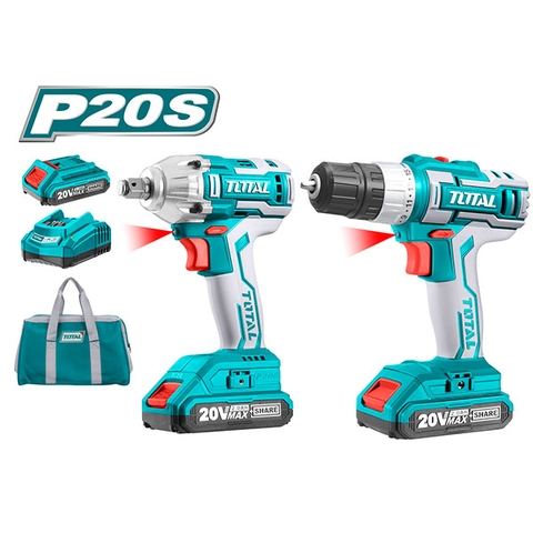 Bộ combo máy vặn buloong và máy khoan dùng pin 20V Total TCKLI2007 chính hãng