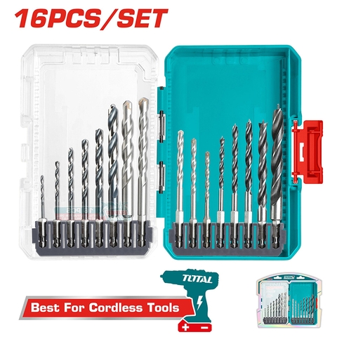 Bộ 16 Mũi Khoan Kim Loại Khoan Gỗ Đa Năng Chuôi Lục Giác Total TACSDL11606