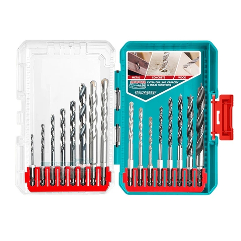 Bộ 16 Mũi Khoan Kim Loại Khoan Tường Và Khoan Gỗ Chuôi Lục Giác Total TACSDL11608