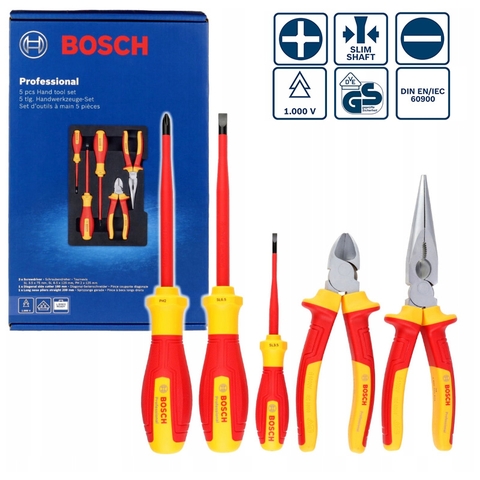 Bộ Đồ Nghề Cách Điện Bosch 1.000V VDE Đa Năng 5 Món 1600A02NG2
