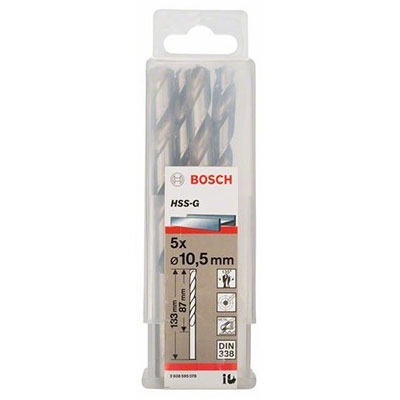 Mũi Khoan Sắt HSS-G 10.5mm (Hộp 5 Mũi) Bosch 2608595078