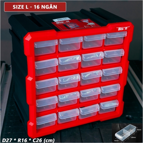 [Sale Lễ 2/9] Tủ Đựng Dụng Cụ Nhựa Kết Nối 20 Ngăn Bison BS386101B