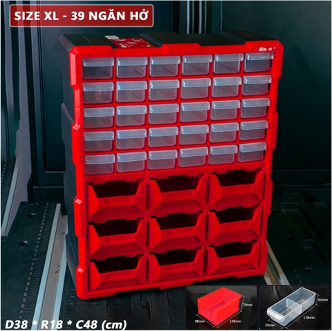Tủ đựng dụng cụ nhựa 39 ngăn BISON BS386202B