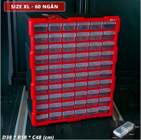 Tủ Đựng Dụng Cụ Nhựa 60 Ngăn Bison Bs386202D