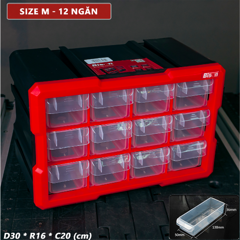 [Sale Lễ 2/9] Tủ Đựng Dụng Cụ Nhựa Kết Nối 12 Ngăn Bison BS386881D