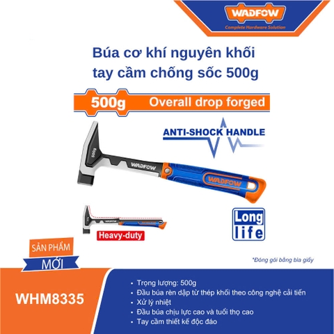 Búa cơ khí nguyên khối tay cầm chống sốc 500g WadFow WHM8341