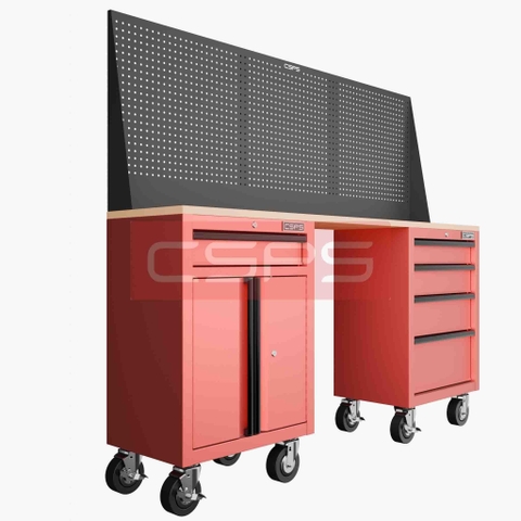 Tủ Dụng Cụ CSPS 183cm 2 Tủ Đen Đỏ Chuyên Nghiệp