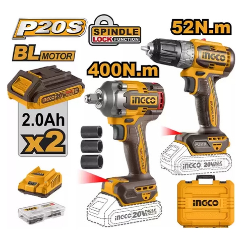 Bộ Combo Máy Khoan & Máy Siết Bu Lông Dùng Pin 20V CKLI20271 - INGCO