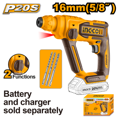 Máy Khoan Đục Bê Tông Dùng Pin 20V-16mm (không Kèm Pin Và Sạc) INGCO CRHLI20168