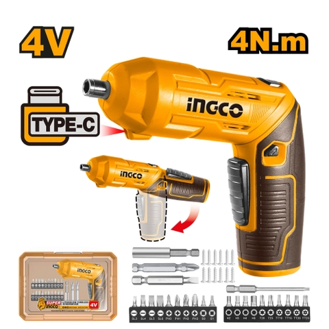 Máy Siết Vít Dùng Pin 4V-4Nm (kèm 24 Phụ Kiện Và Không Kèm Cáp Sạc) INGCO CSDLI04425
