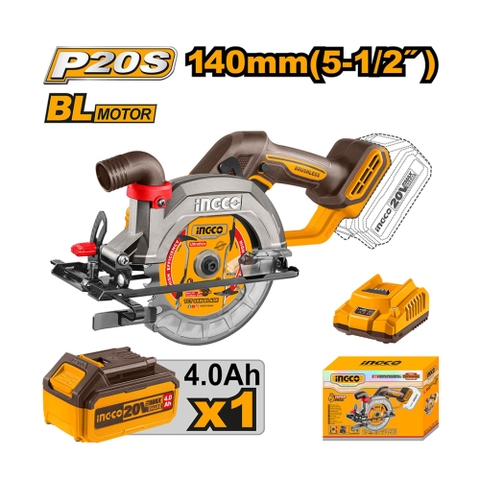 Máy Cưa Đĩa Tròn  Dùng Pin 20V-140mm INGCO CSLI14021