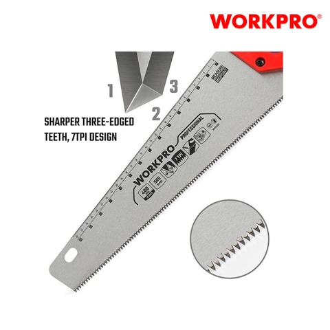 Cưa tay, lưỡi cưa bằng thép SK5, kích thước 400mm (16 inches) Workpro - WP215005