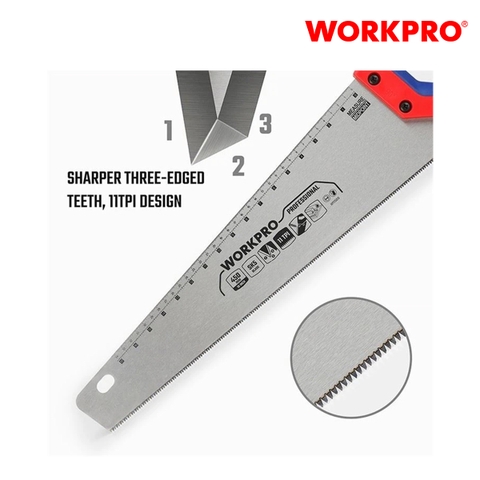 Cưa tay, lưỡi cưa bằng thép SK5, kích thước 450mm (18 inches) Workpro - WP215010